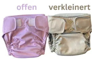 Lybbie Stoffwindel Größe 1 geschlossen & verkleinert